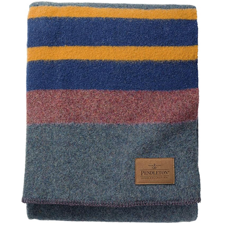 Pendleton Yakima Camp Thick Warm Wool Indoor Outdoor Striped Throw Blanket