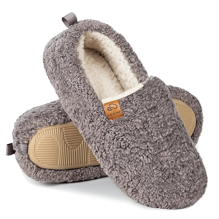 EverFoams Shearling Memory Foam Slippers in gray color