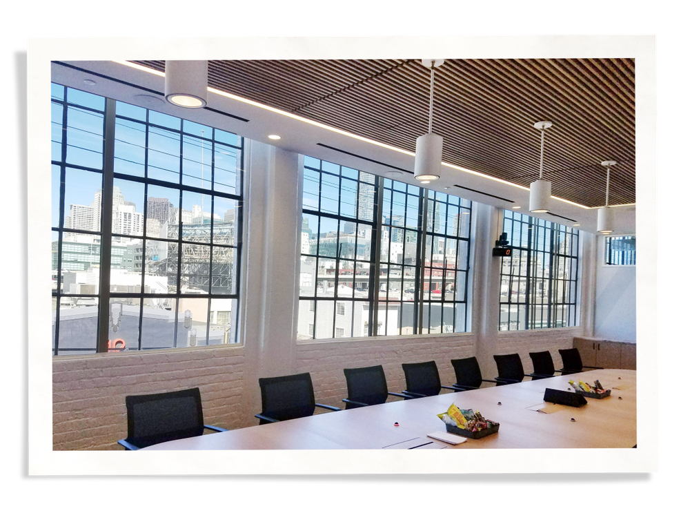 conference room with Indow window inserts for soundproofing commercial spaces