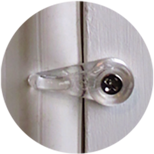 Image shows swivel clip used to hold an insert when a Frame Step is less than 5/8 deep.