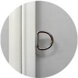 Image shows D-ring, used to remove inserts from a window frame.