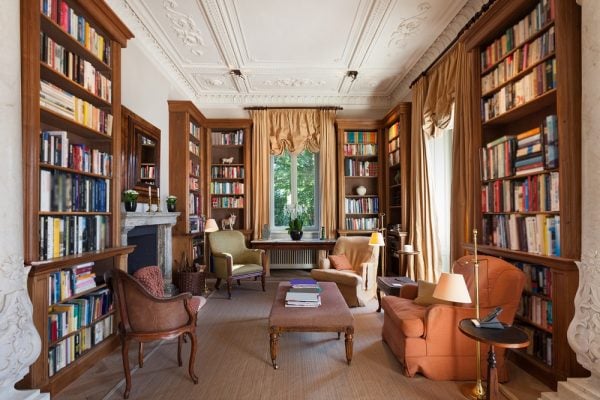 home library design that includes an office